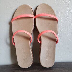 Madewell Bare Leather Slide Sandals Electric Pink Size Women's 7.5 Neon Slip-On